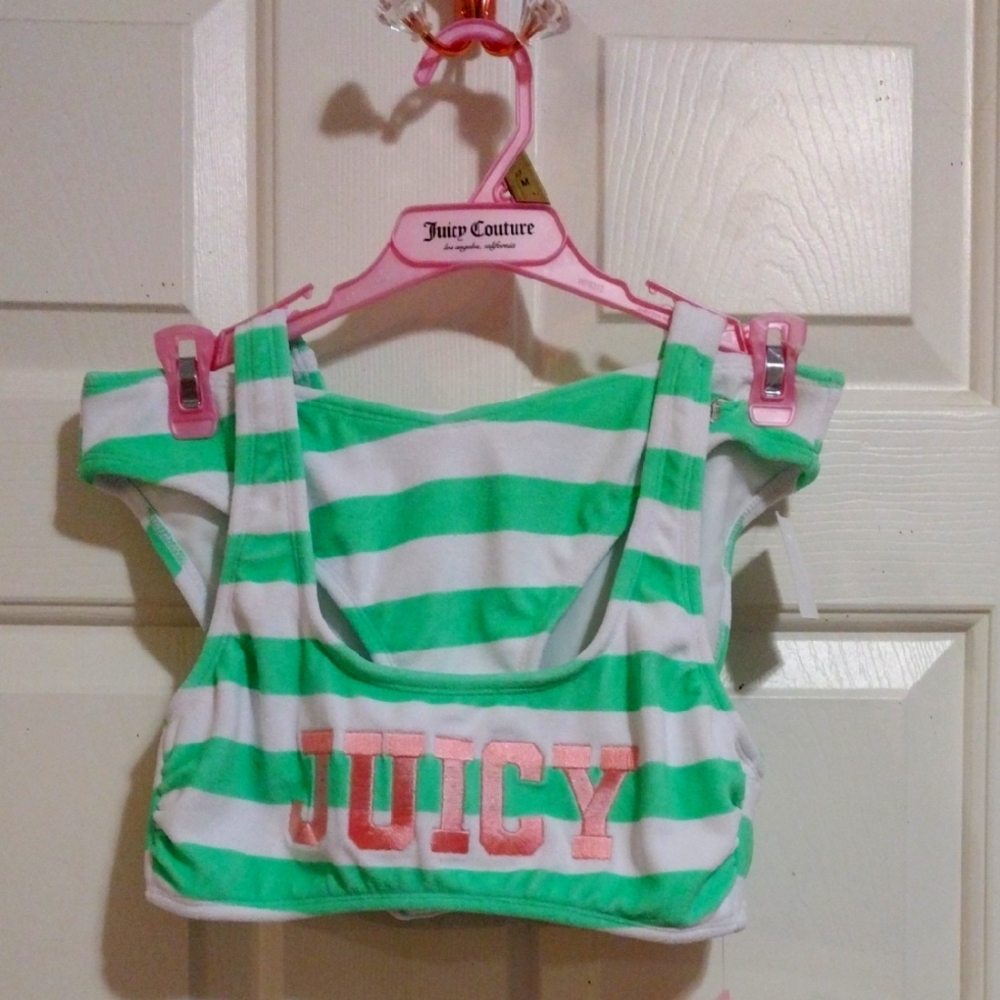 Juicy Couture Mint and White Striped Terry Bikini Size Medium 🆕